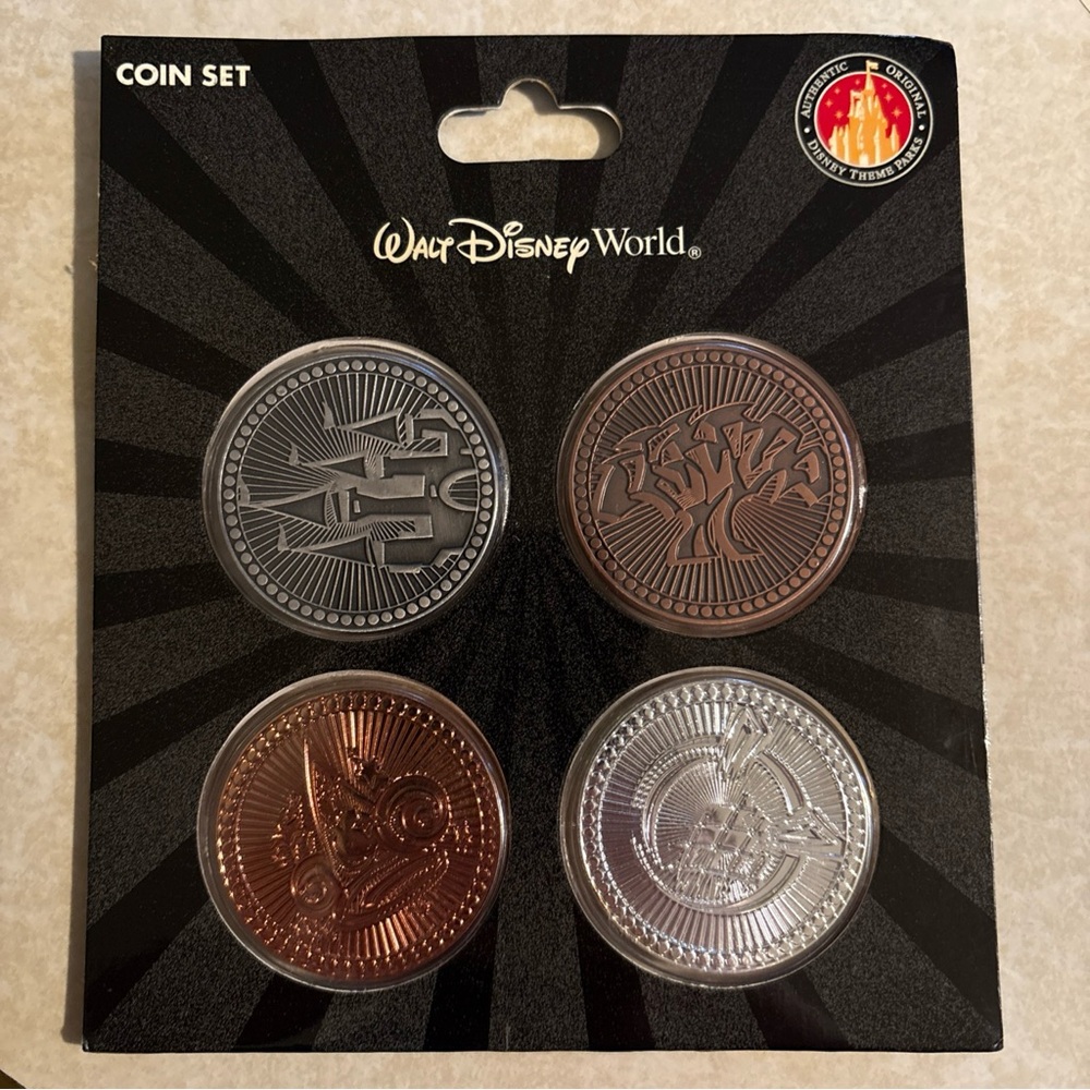 Walt Disney World Theme Park 4 Coin Set MGM Studios Epcot Magic Kingdom *NEW*